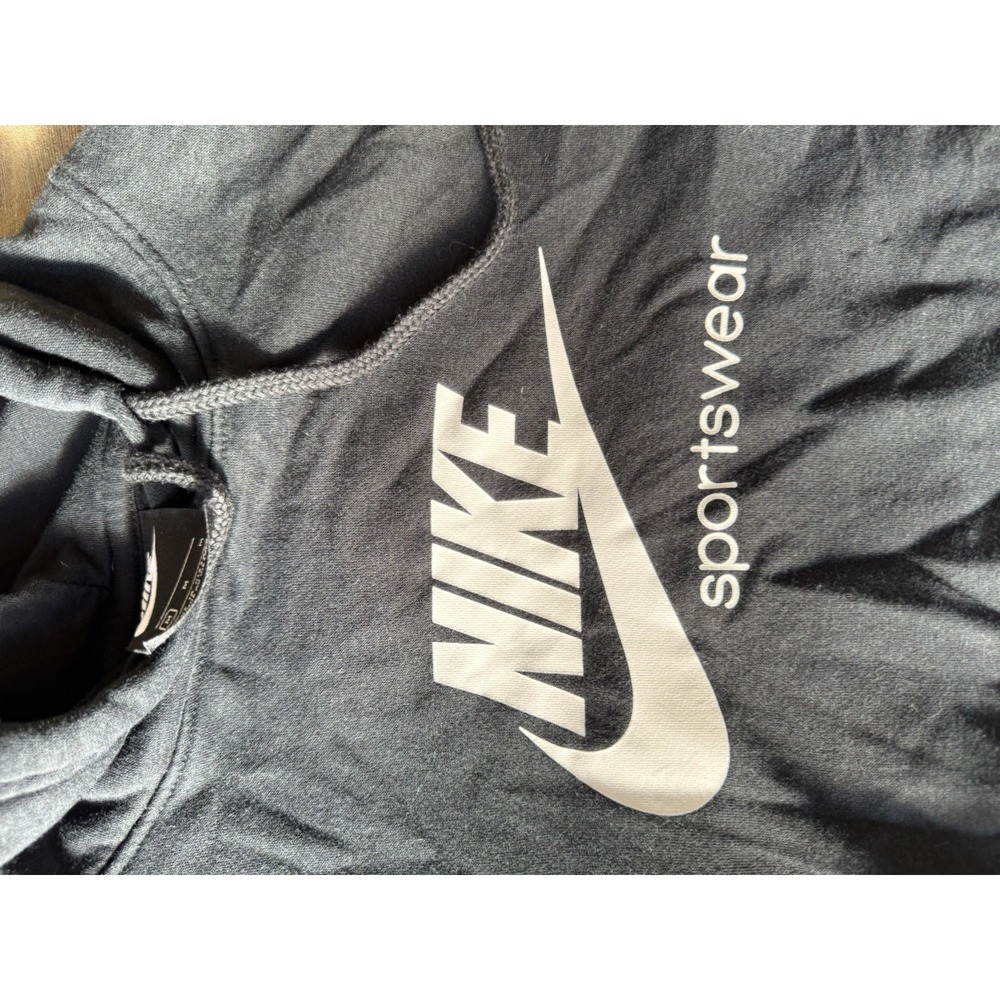 Nike Sweatshirt Hoodie Women's Vintage Looking Medium Black With Rainbow
